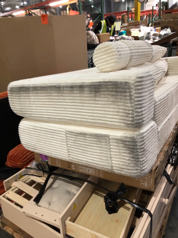 Photo 1 of ***DAMAGED - SEE NOTES/PICTURES***TRUCK/TRAILER PICKUP ONLY***Jocoevol 4-in-1 Convertible Folding Sofa Bed, 68"L x 78"W Queen Size Foldable Sleeper Sofa Bed, Wide Corduroy Upholstery, Boneless Mattress Couch with Armrests & Neck Pillow for Living/Bedroom,
