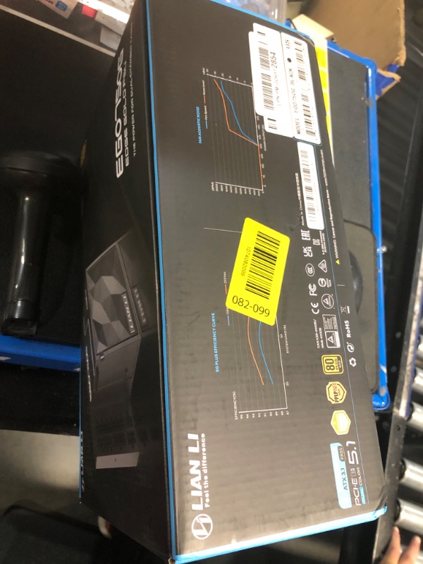 Photo 1 of *** INCOMPATIBLE CABLES, MISSING POWER CORD*** Lian Li EDGE750W Fully Modular Low-Noise ATX Power Supply - ATX 3.1 & PCIE 5.1 Compliant - Cybenetics Gold Efficiency - 12V-2x6 Cable - L-Shape Design - Without USB/Fan Hub - Black (EG0750G.B)