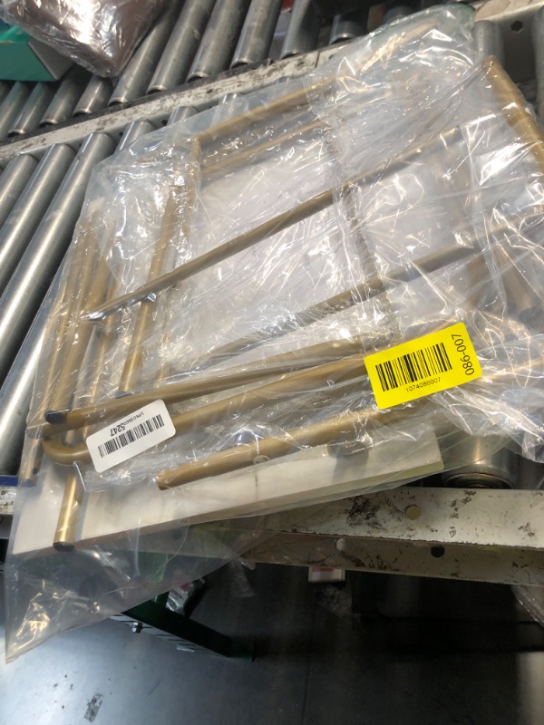 Photo 1 of (damaged assembly required) Folding TV Tray Table Set of 2, Portable Foldable TV Dinner Tray, Space-Saving Snack Serving Sofa Side Table, Easy to Fold Stable TV Trays for Living Room, Bedroom, Small Spaces (White Marble + Gold)