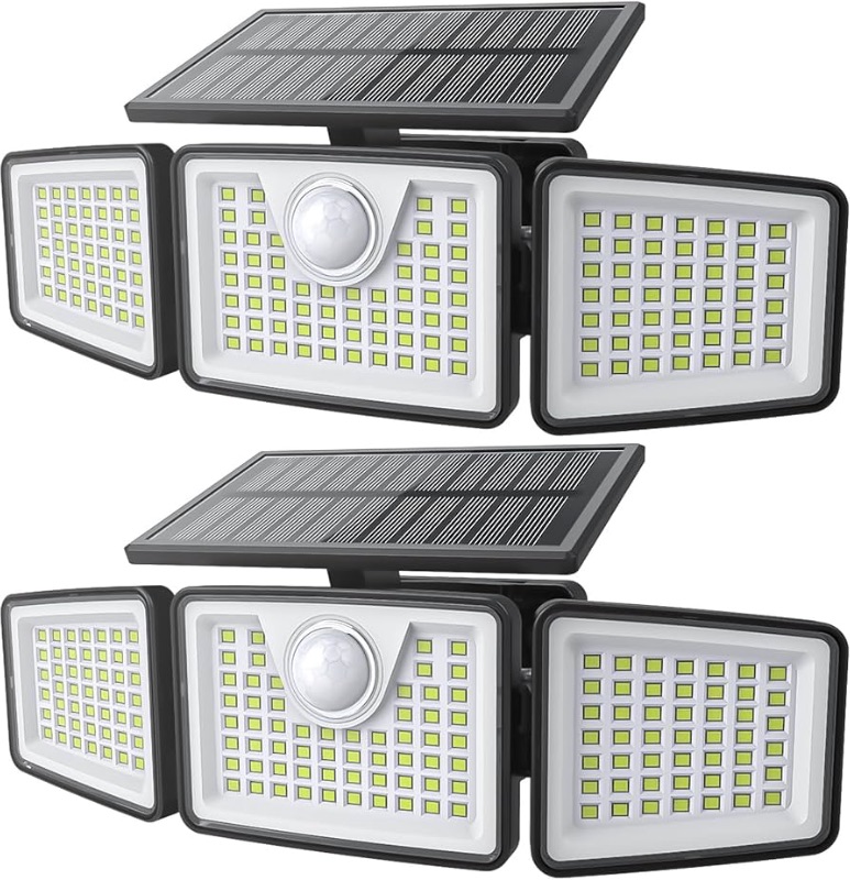 Photo 1 of ***STOCK PHOTO FOR REFERENCE ONLY*** daphino 2500LM Solar Lights Outdoor with Motion Sensor,3 Head 270° Wide Angle Street Area Lights, IP65 Waterproof Security Lighting with 3 Modes(Non-Remote,2 Pcs)