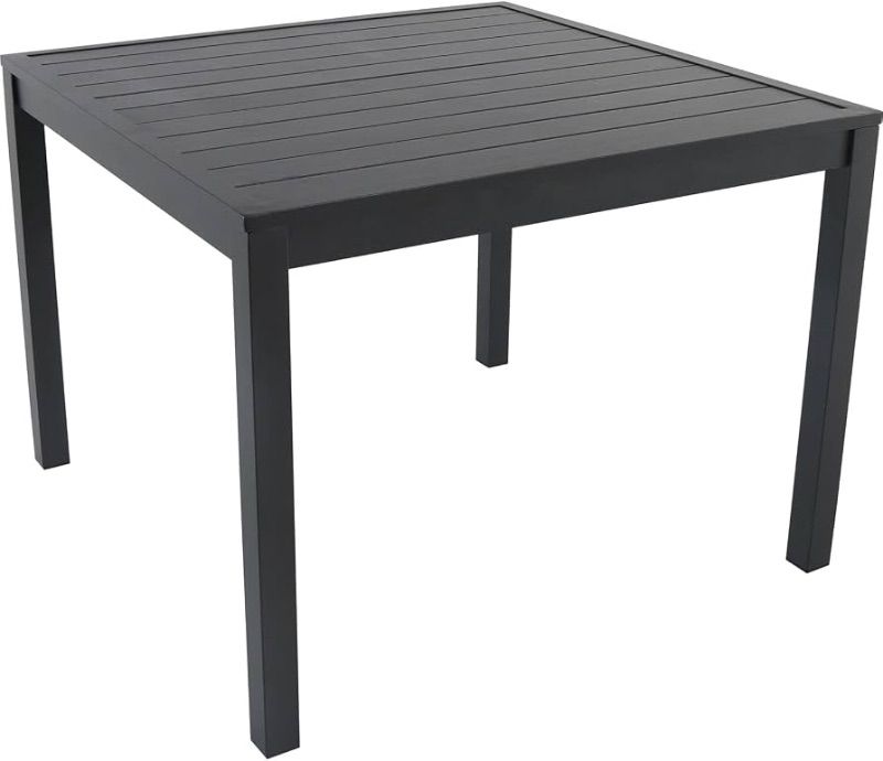 Photo 1 of ***FACTORY SEALED - OPENED FOR INSPECTION***Nova 38" Square Outdoor Aluminum Slat Dining Table, Gray, All-Weather
