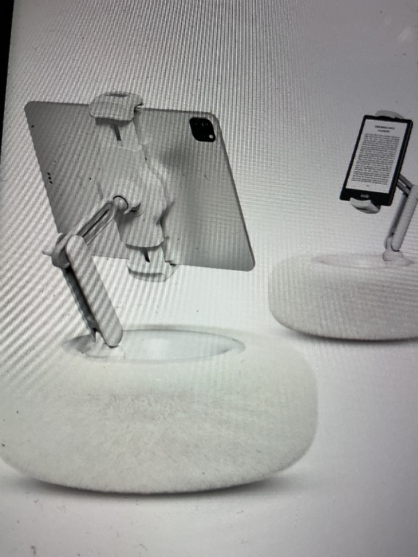 View 1 of ***REPLACEMENT PARTS ONLY***
Tablet stand pillow her phones and tablets iPad iPhone Samsung Google Kindle 360 adjustable phone holder for bed with soft flush fabric and detachable bowl white