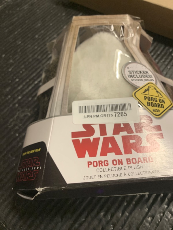 Photo 1 of Star Wars The Last Jedi Porg on Board Figure Suction Cup Plush - White and Brown