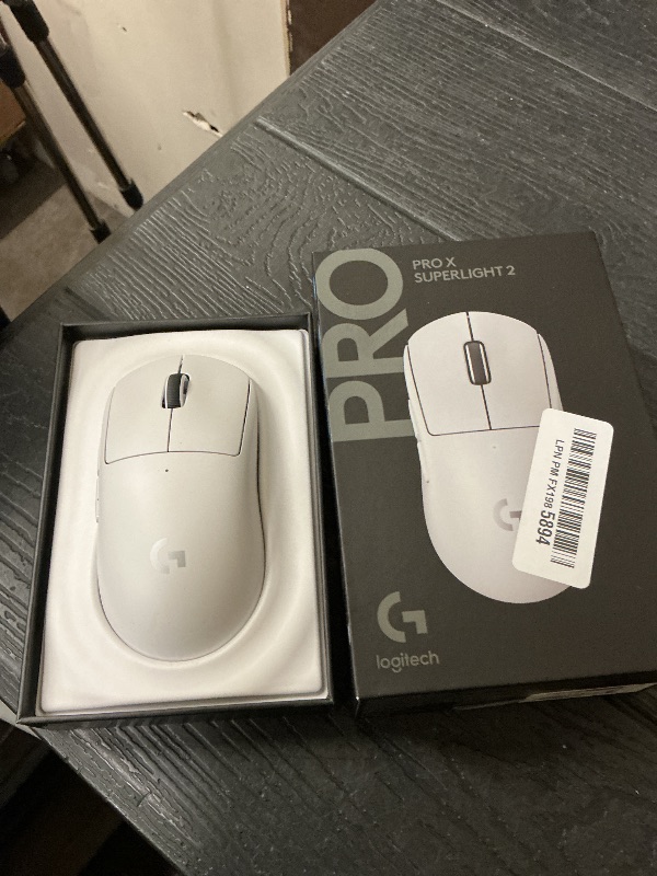 Photo 1 of Logitech G PRO X Superlight 2 Wireless Gaming Mouse, 60g Pro-Grade with 5 Programmable Buttons, 44k DPI Sensor, 8kHz Report Rate, USB-C Charging for PC/Mac - White
