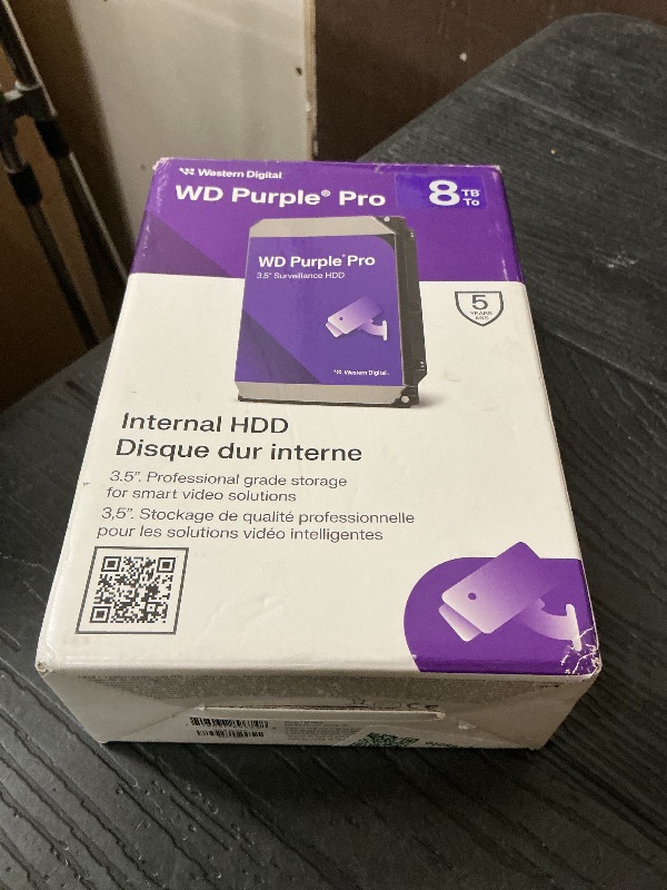 Photo 1 of Western Digital 8TB WD Purple Pro Surveillance Internal Hard Drive HDD - SATA 6 Gb/s, 256 MB Cache, 3.5" - WD8002PURP