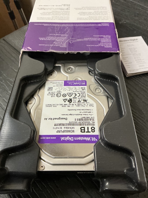 Photo 1 of Western Digital 8TB WD Purple Pro Surveillance Internal Hard Drive HDD - SATA 6 Gb/s, 256 MB Cache, 3.5" - WD8002PURP