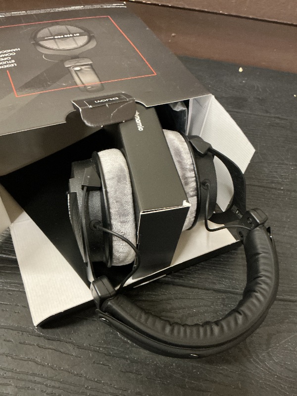 Photo 1 of beyerdynamic DT 990 PRO, 250 Ohm, Open Back, Over Ear, Wired Headphones, 3m Coiled Cable, Black with Grey Velour Ear Pads