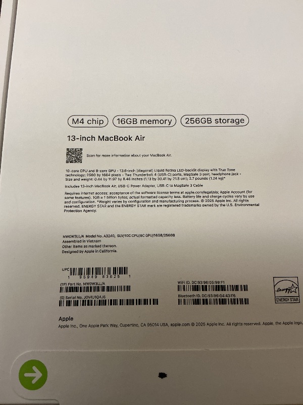View 3 of Apple 2025 MacBook Air 13-inch Laptop with M4 chip: Built for Apple Intelligence, 13.6-inch Liquid Retina Display, 16GB Unified Memory, 256GB SSD Storage, 12MP Center Stage Camera, Touch ID; Silver