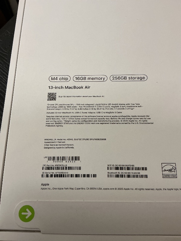 View 3 of Apple 2025 MacBook Air 13-inch Laptop with M4 chip: Built for Apple Intelligence, 13.6-inch Liquid Retina Display, 16GB Unified Memory, 256GB SSD Storage, 12MP Center Stage Camera, Touch ID; Silver