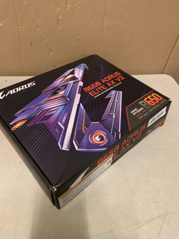 Photo 1 of GIGABYTE B650 AORUS Elite AX V2 AMD AM5 ATX Motherboard, Support Ryzen 9000/8000/7000 Series, DDR5, 12+2+2 Power Phase, PCIe 5.0 M.2, USB-C 3.2 Gen 2, WIFI6E, 2.5 GbE, EZ-Latch, Q-Flash, RGB Fusion
