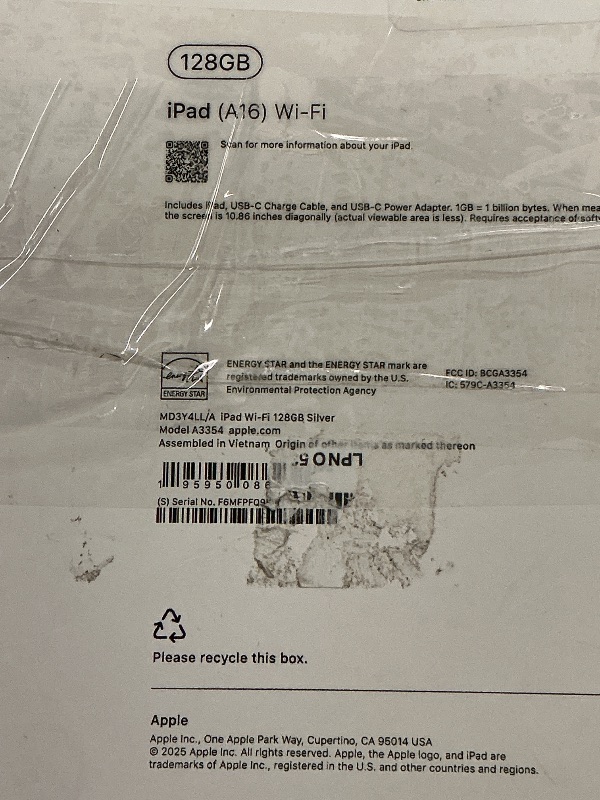 Photo 1 of Apple iPad 11-inch: A16 chip, 11-inch Model, Liquid Retina Display, 128GB, Wi-Fi 6, 12MP Front/12MP Back Camera, Touch ID, All-Day Battery Life — Silver