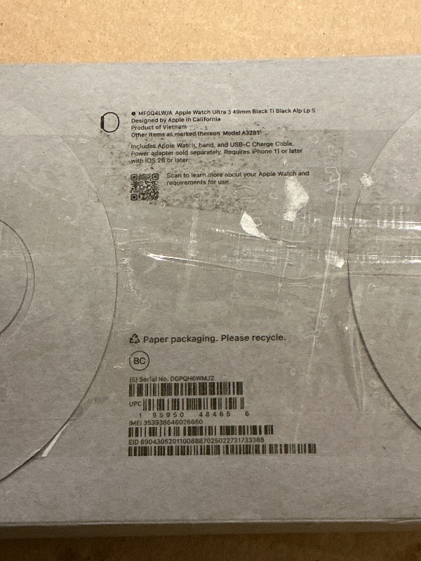 Photo 1 of —-FACTORY SEALED— Apple Watch Ultra 3 [GPS + Cellular 49mm] Running & Multisport Smartwatch w/Rugged Titanium Case w/Black Alpine Loop - S. Satellite Communications, Advanced Health & Fitness Tracking