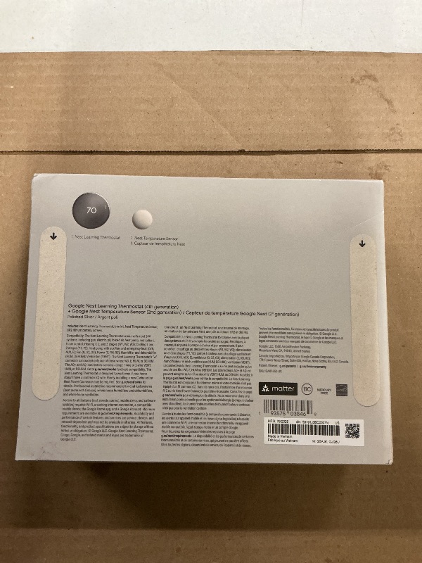 Photo 1 of —-FACTORY SEALED—- Google Nest Learning Thermostat (4th gen) + Nest Temperature Sensor (2nd gen) - Silver