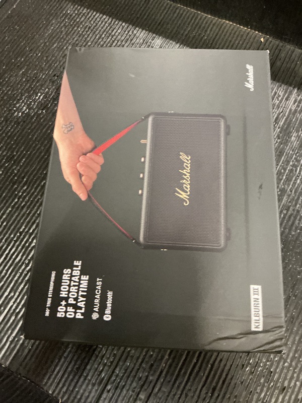 View 2 of Marshall Kilburn III Portable Bluetooth Speaker - Black & Brass