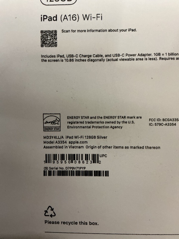 Photo 1 of —-FACTORY SEALED—- Apple iPad 11-inch: A16 chip, 11-inch Model, Liquid Retina Display, 128GB, Wi-Fi 6, 12MP Front/12MP Back Camera, Touch ID, All-Day Battery Life — Silver