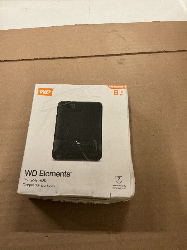 Photo 1 of WD 6TB Elements Portable External Hard Drive for Windows, USB 3.2 Gen 1/USB 3.0 for PC & Mac, Plug and Play Ready - WDBHJS0060BBK-WESN