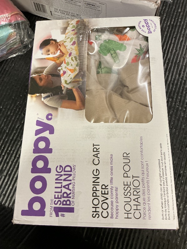 Photo 1 of Boppy Shopping Cart Cover & High Chair Cover, Multi-Color Farmers Market, Cart Cover for Babies with Soft 360-Degree Coverage, SlideLine Toy Tether with Crinkle Leaf Toy Included, 6mo+