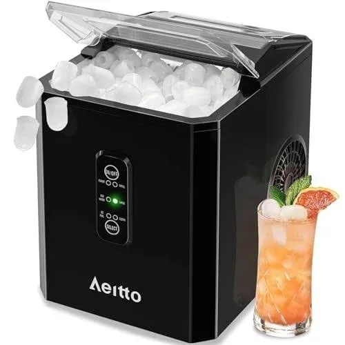 Photo 1 of Aeitto Ice Maker Countertop 26lbs/24H, Ice Machine 8 Ice Cubes Ready in 6 Mins, 2 Sizes of Bullet Ice Portable Ice Makers with Basket & Scoop, Auto Self-Cleaning for Home/Kitchen/Office Stainless