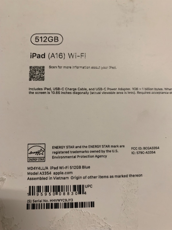 Photo 1 of Apple iPad 11-inch: A16 chip, 11-inch Model, Liquid Retina Display, 512GB, Wi-Fi 6, 12MP Front/12MP Back Camera, Touch ID, All-Day Battery Life — Blue