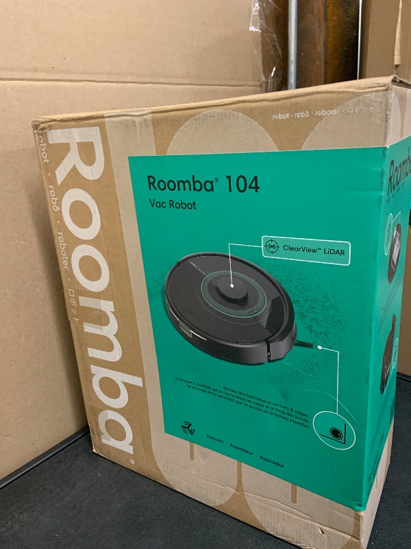 Photo 1 of iRobot Roomba 104 Vac Robot Vacuum - Intense Power-Lifting Suction, Smart & Fast Home Mapping, Ideal for Pet Hair, LiDAR Navigation, Multi-Surface Cleaning, Cleans in Neat Rows, Self-Charging