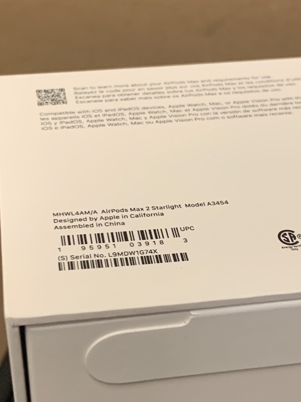 Photo 1 of Apple AirPods Max 2 Wireless Over-Ear Headphones, Active Noise Cancellation, Adaptive Audio, Personalized Spatial Audio, Live Translation, Bluetooth Headphones for iPhone – Starlight