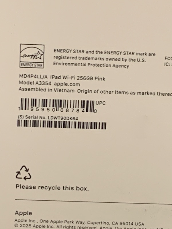 Photo 1 of Apple iPad 11-inch: A16 chip, 11-inch Model, Liquid Retina Display, 256GB, Wi-Fi 6, 12MP Front/12MP Back Camera, Touch ID, All-Day Battery Life — Pink