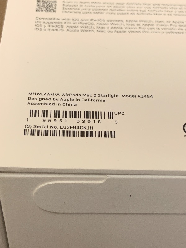 Photo 1 of Apple AirPods Max 2 Wireless Over-Ear Headphones, Active Noise Cancellation, Adaptive Audio, Personalized Spatial Audio, Live Translation, Bluetooth Headphones for iPhone – Starlight