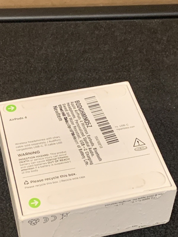 Photo 1 of Apple AirPods 4 Wireless Earbuds, Bluetooth Headphones, Personalized Spatial Audio, Sweat and Water Resistant, USB-C Charging Case, H2 Chip, Up to 30 Hours of Battery Life, Effortless Setup for iPhone
