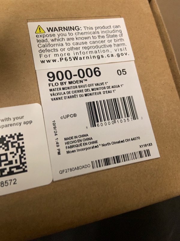 Photo 1 of Moen Flo 1-inch Smart Water Shut Off Valve, Smart Home Water Monitor Leak Detector, Wifi Connected, App Enabled Flow Meter and Shutoff, 900-006