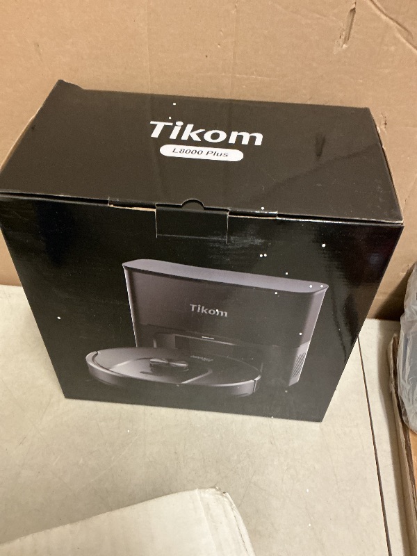 Photo 1 of Tikom Robot Vacuum and Mop, 6000Pa Robotic Vacuum Cleaner with Self-Emptying Base, 90 Days Capacity, LiDAR Navigation, Home Mapping, Ideal for Pet Hair, Hard Floors, Carpet (L8000 Plus)