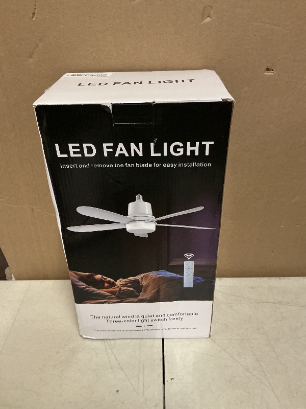 Photo 1 of Socket Fan Light with Remote, 28.35? Ceiling Fan Lights with E26 Base, 4 Speeds, 3000K-6500K Dimmable LED, 2-In-1 Socket Light for Patios, Garage, Bedroom, Living Room, Closet, and Small Rooms(White)