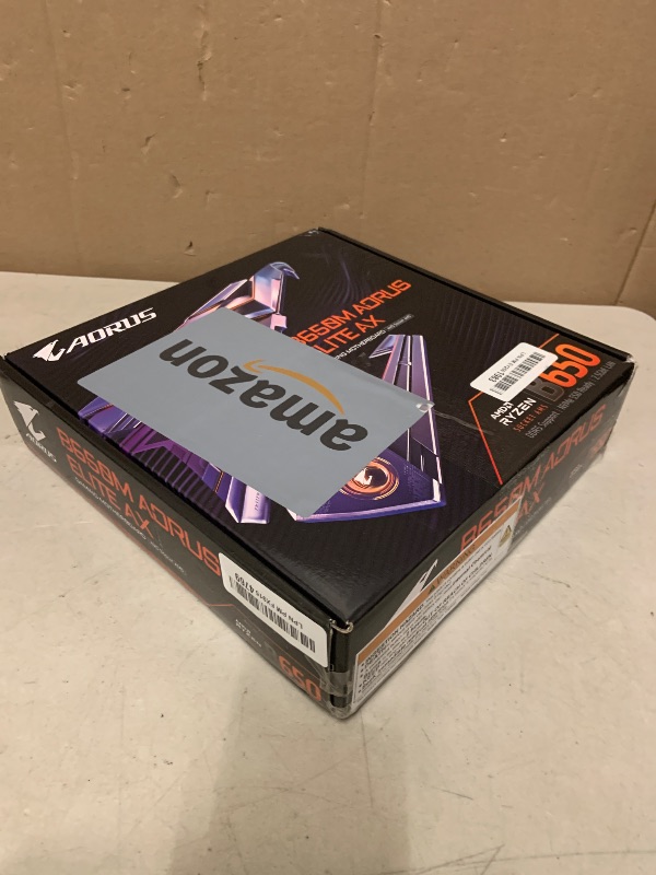 Photo 1 of GIGABYTE B650M AORUS Elite AX AMD AM5 mATX Motherboard, Support Ryzen 9000/8000/7000 Series, DDR5, 12+2+2 Power Phase, PCIe 5.0 M.2, USB-C 3.2 Gen 2, WIFI6E, 2.5GbE, EZ-Latch, Q-Flash, RGB Fusion