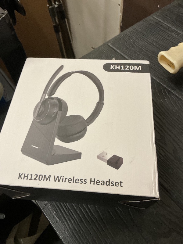 Photo 1 of (2025 Upgraded) Wireless Headset with Mic for Work, Bluetooth Headset with Noise Canceling Microphone with Dongle, Charging Base & Mic Mute, Wireless Headphones for Work from Home/PC/Computer
