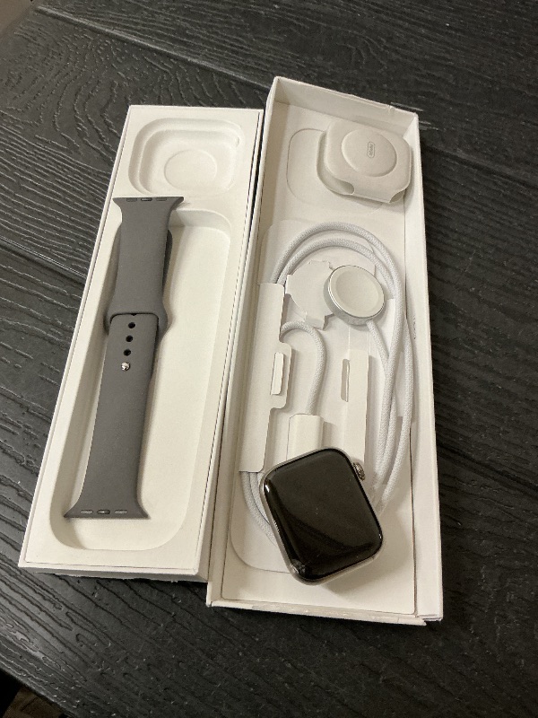 Photo 1 of Apple Watch Series 11 [GPS + Cellular 46mm] Smartwatch with Natural Titanium Case with Stone Gray Sport Band - M/L. Sleep Score, Fitness Tracker, Health Monitoring, Always-On Display, Water Resistant