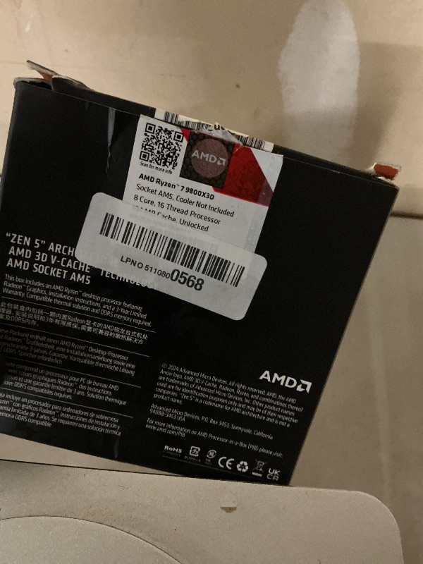 Photo 1 of AMD RYZEN 7 9800X3D 8-Core, 16-Thread Desktop Processor