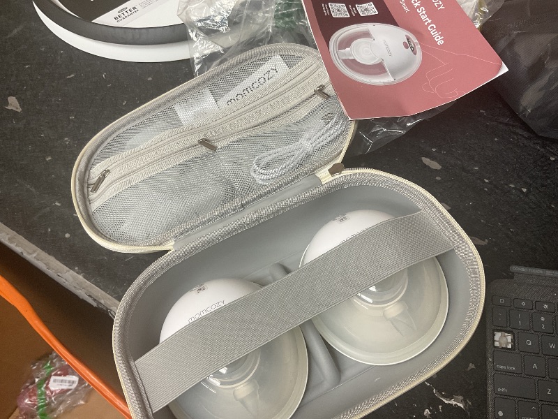 Photo 1 of Momcozy M5 Smart APP Controlled Wearable Breast Pump, Hands-Free Wireless Electric Pump, 3 Modes 9 Suction Levels, BPA-Free, Portable Lightweight, 24mm Flange, 2-Pack Quill Gray