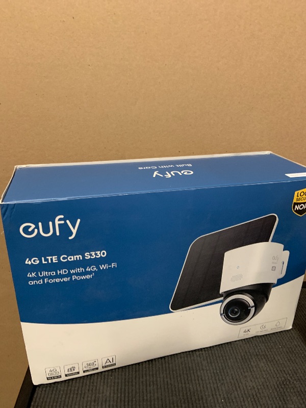 Photo 1 of eufy Security 4G LTE Cam S330, 4K Cellular Solar Security Cameras Wireless Outdoor, Pan and Tilt, 4G and Wi-Fi Duo-Mode, AI Tracking, with SIM Card and 32GB SD Card, No WiFi, No Problem
