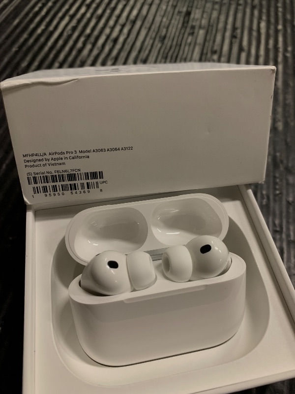 Photo 1 of Apple AirPods Pro 3 Wireless Earbuds, Active Noise Cancellation, Live Translation, Heart Rate Sensing, Hearing Aid Feature, Bluetooth Headphones, Spatial Audio, High-Fidelity Sound, USB-C Charging