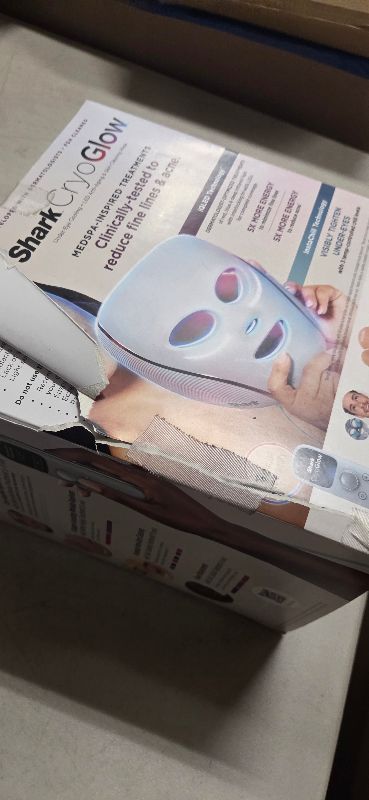 Photo 1 of Shark CryoGlow LED Face Mask with Under-Eye Cooling, Anti-Ageing & Blemish Repair, Red & Blue LED, Infrared Light Therapy, USB-C, Remote Control, Storage Bag, Blue Frost, FW312