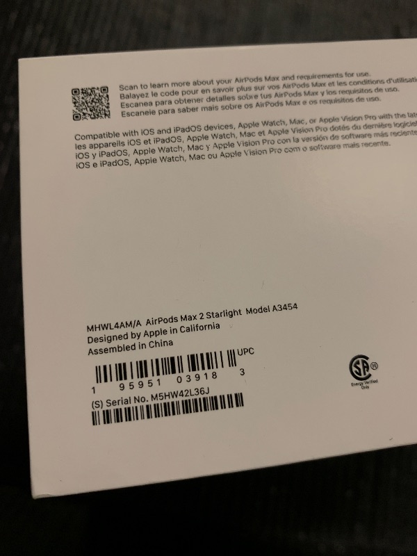 Photo 1 of Apple AirPods Max 2 Wireless Over-Ear Headphones, Active Noise Cancellation, Adaptive Audio, Personalized Spatial Audio, Live Translation, Bluetooth Headphones for iPhone – Starlight