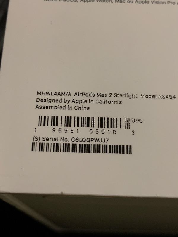 Photo 1 of Apple AirPods Max 2 Wireless Over-Ear Headphones, Active Noise Cancellation, Adaptive Audio, Personalized Spatial Audio, Live Translation, Bluetooth Headphones for iPhone – Starlight