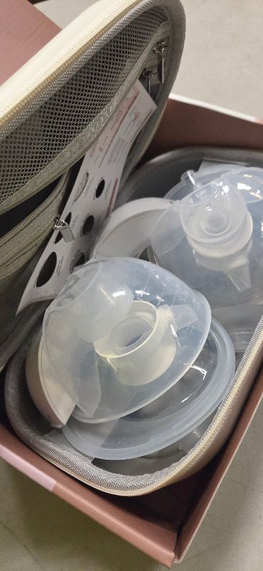 Photo 1 of Momcozy M5 Smart APP Controlled Wearable Breast Pump, Hands-Free Wireless Electric Pump, 3 Modes 9 Suction Levels, BPA-Free, Portable Lightweight, 24mm Flange, 2-Pack Quill Gray