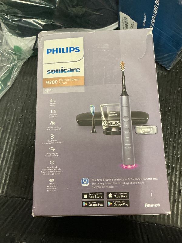 Photo 1 of Philips Sonicare DiamondClean Smart 9300 Electric Toothbrush, Sonic Toothbrush with App, Pressure Sensor, Brush Head Detection, 4 Brushing Modes and 3 Intensity Levels, Grey, Model HX9903/45