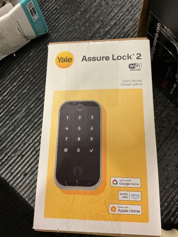 Photo 1 of Yale Security Assure Lock 2 Deadbolt, Satin Nickel Keyed Smart Entry Door Lock with Wi-Fi Connected Keypad for Code Entry and Remote Access, YRD410-WF1-619