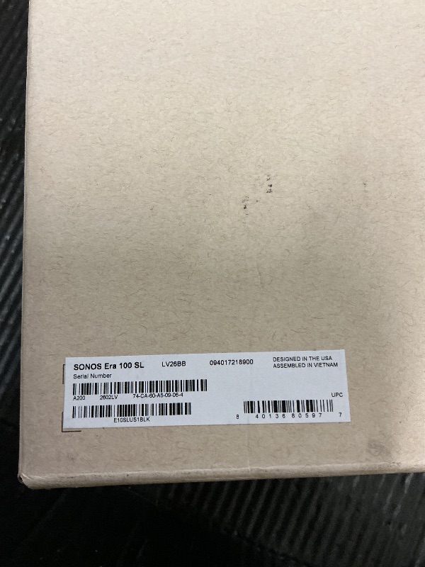 Photo 1 of FACTORY SEALED—Sonos Era 100 SL - Compact, Microphone-Free Speaker with WiFi, Bluetooth - Black