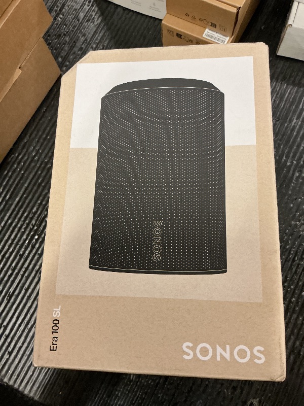 Photo 1 of FACTORY SEALED—Sonos Era 100 SL - Compact, Microphone-Free Speaker with WiFi, Bluetooth - Black