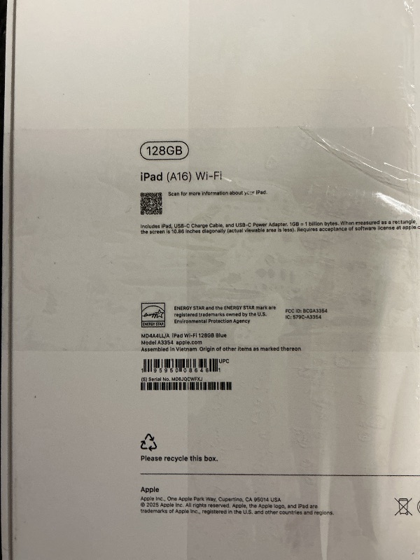 Photo 1 of Apple iPad 11-inch: A16 chip, 11-inch Model, Liquid Retina Display, 128GB, Wi-Fi 6, 12MP Front/12MP Back Camera, Touch ID, All-Day Battery Life — Blue