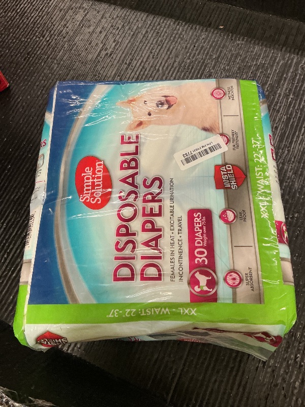 Photo 1 of Simple Solution Dog Diapers Female, Dog Diapers, Potty Training, Super Absorbent, Breathable, Wetness Indicator for Urination, 22-37 Inch Waist, (XXL, 30ct)