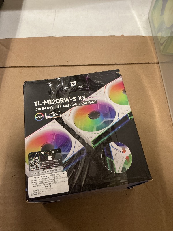 Photo 1 of Thermalright TL-M12QRW-S X3 Reverse CPU Fan Building Blocks 120mm Case Cooler, PWM Connector Silent Computer Cooling with ARGB Light,Wireless Splicing PC Fan with ARGB Mirror Light Effect,Low Noise