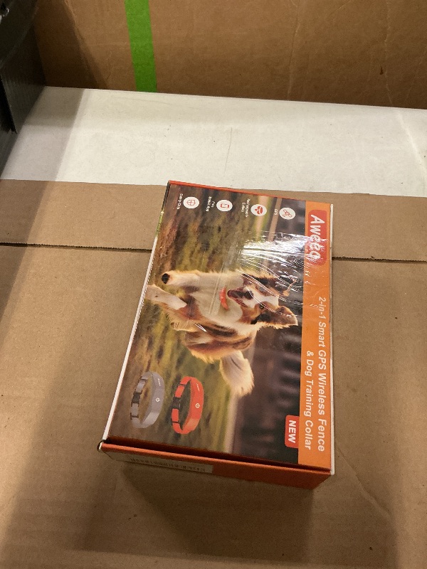 Photo 1 of GPS Wireless Dog Fence with Free App, Electric Fence System with Training Collar, Portable Fence for Outdoor Use, Rechargeable Waterproof Flexiable Collar, Adjustable for Large Medium Dogs (Orange)